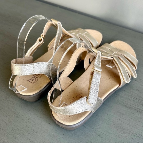 Hotter Sol Sandals Gold T Strap Leather Size 9 Strappy Leather Comfort Neutral - Picture 6 of 12